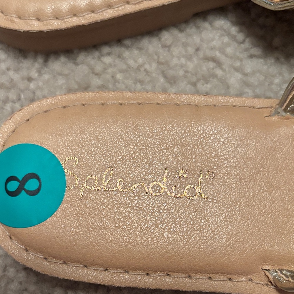 Splendid Metallic Gold Woven Buckle Slide Sandals - Picture 3 of 6